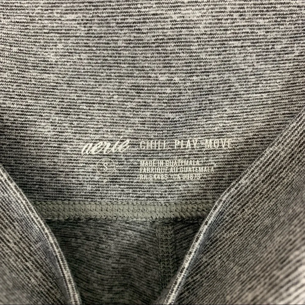 Aerie High Rise Gray White Mesh Insert 7/8 Leggings Size Small - Image 2