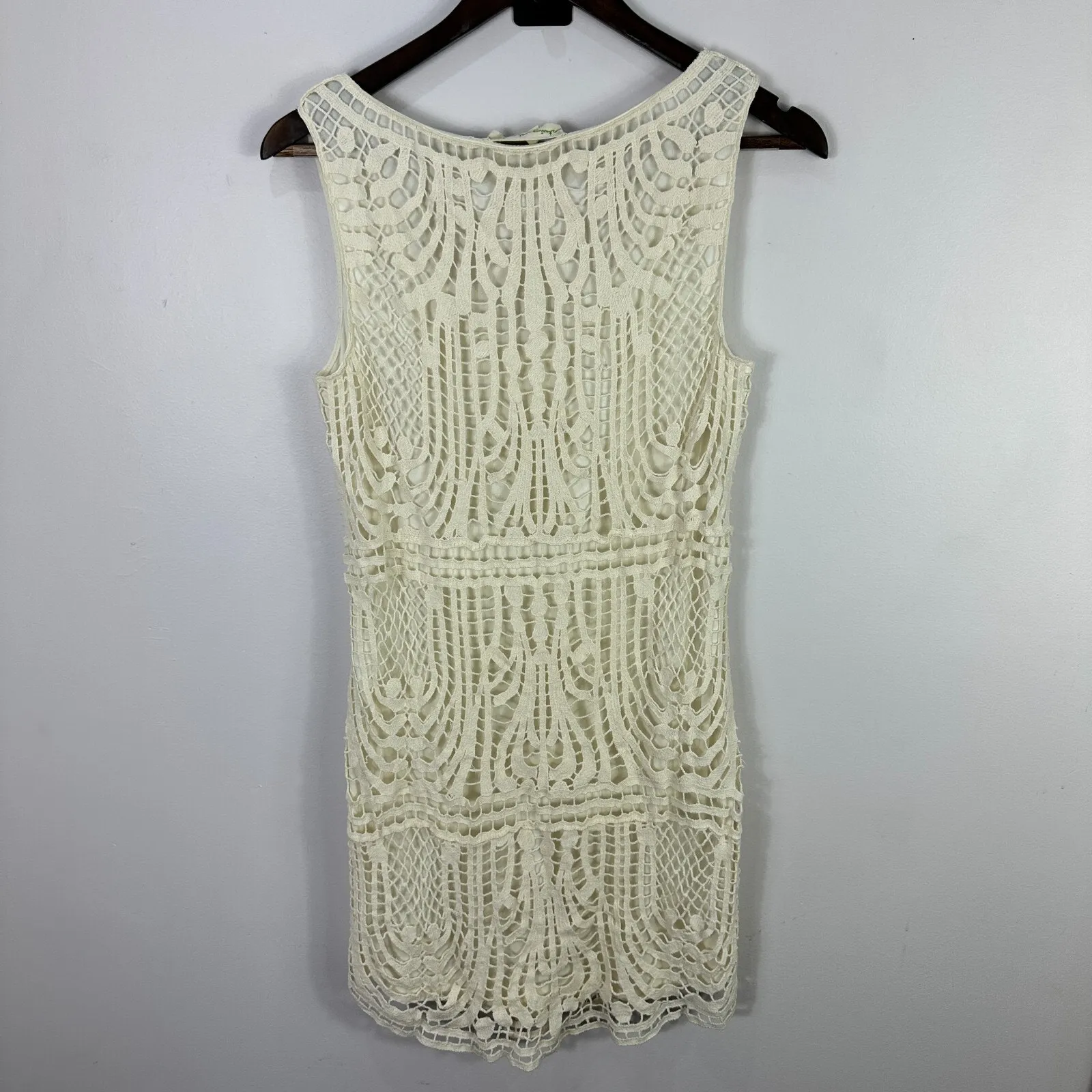 Staring At Stars Mini Dress‎ Womens 6 Ivory Lace Overlay Sleeveless Boho Party - Image 3