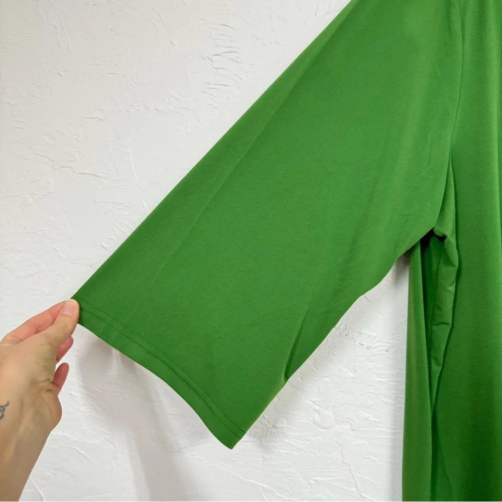 Bob Mackie Green Beaded 3/4 Sleeve Tunic Blouse Womens XL Shirt Boho Casual Fall - Image 2