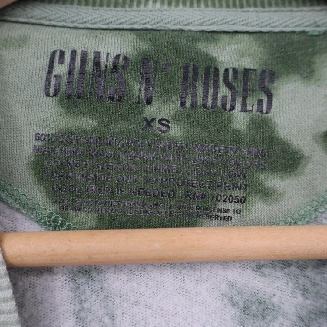 Guns N' Roses Americans Rock Band Sweatshirt Womens XS Green Gray Tie Dye Cotton - Image 2