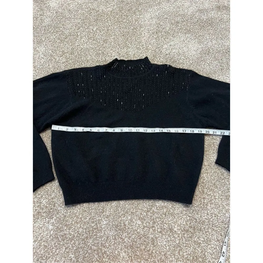 Britches of Georgetowne lambs wool Blend cropped Sweater black mock neck Size L Size L - Image 3