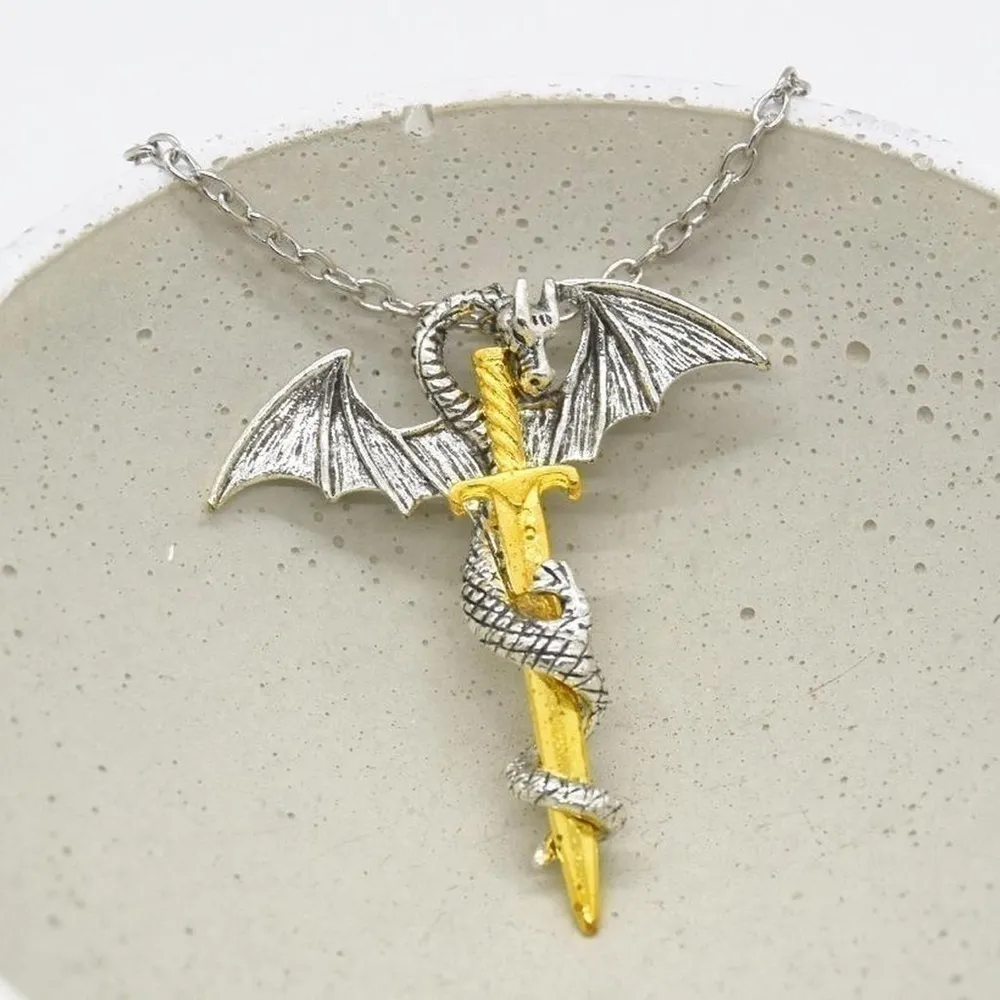 Dragon Pendant Necklace Gold - Image 4