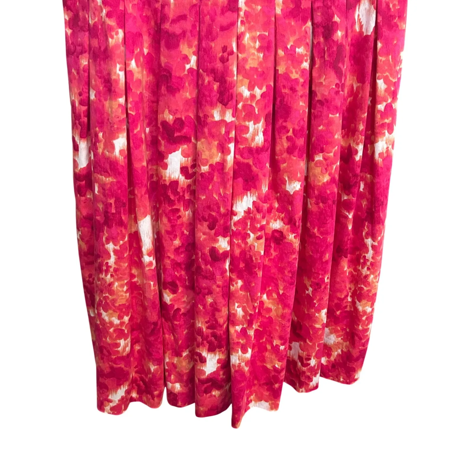 Dana Buchman Floral Print Pleated Sleeveless Dress Pink Orange Size 6‎ - Image 3