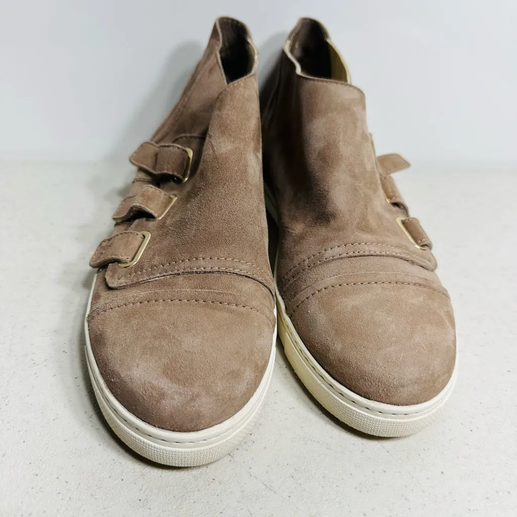 Stuart Weitzman Suede Leather Slip On Strap High Sneaker Size 6 - Image 3
