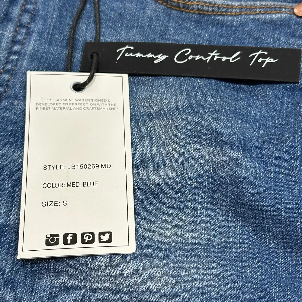 Judy Blue JB150269 Hey There Double Button Tummy Control Denim Jean Shorts Small - Image 9