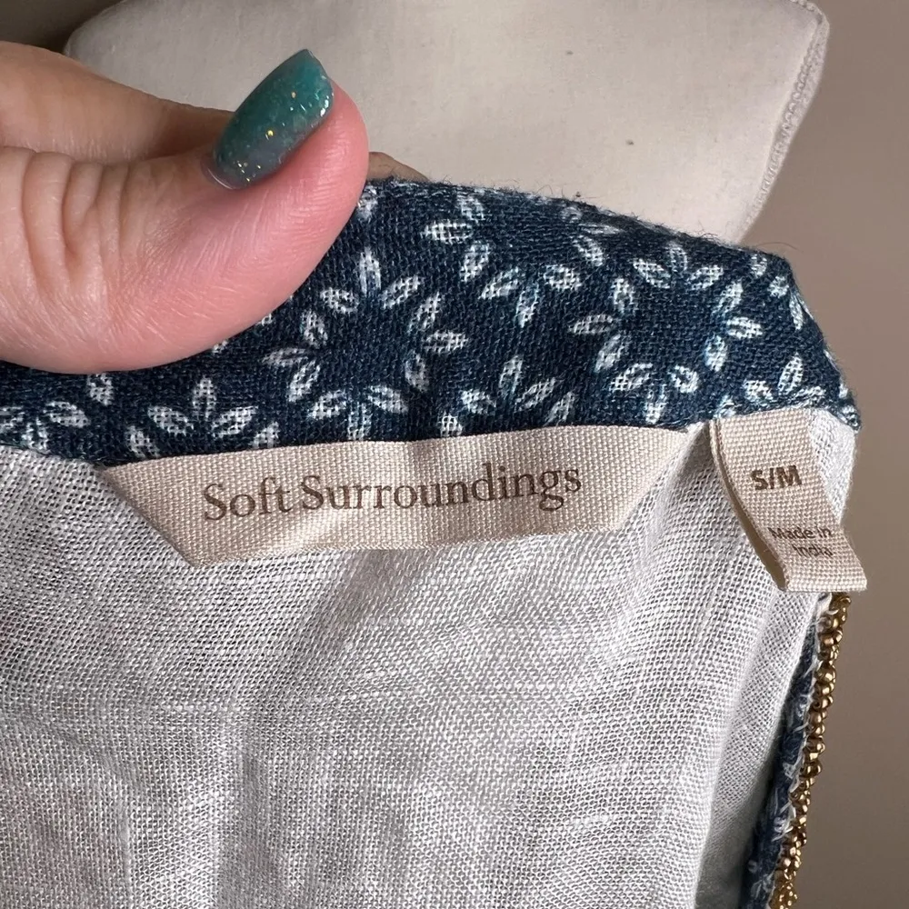 Soft surroundings still waters linen kimono size s/m - Image 16