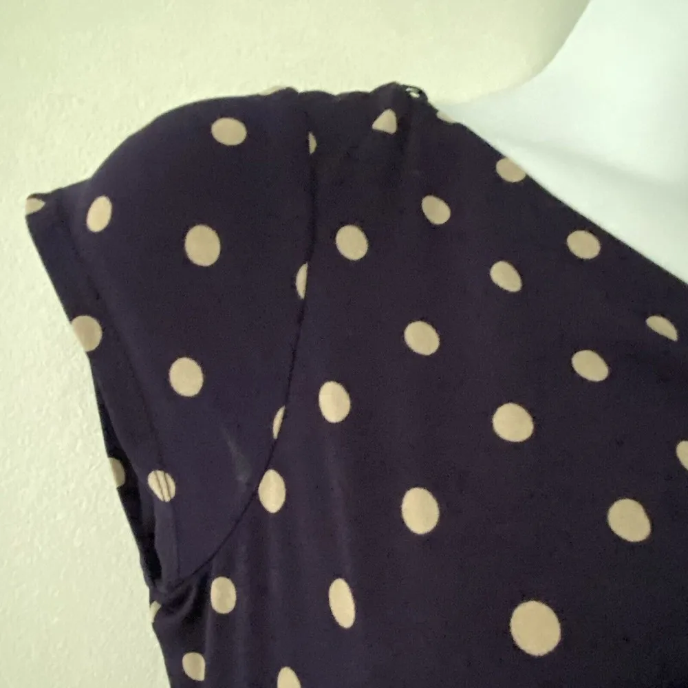 Laura Jeffries Eggplant Polka Dot Twisted Neckline Midi Dress Size 14, NWT - Image 3