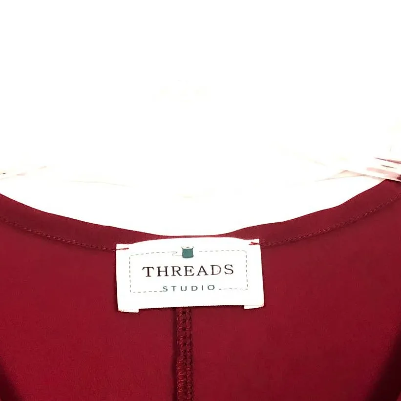 Painted Threads Studio Scoop Neck Red Chiffon Top Size Small - Image 2