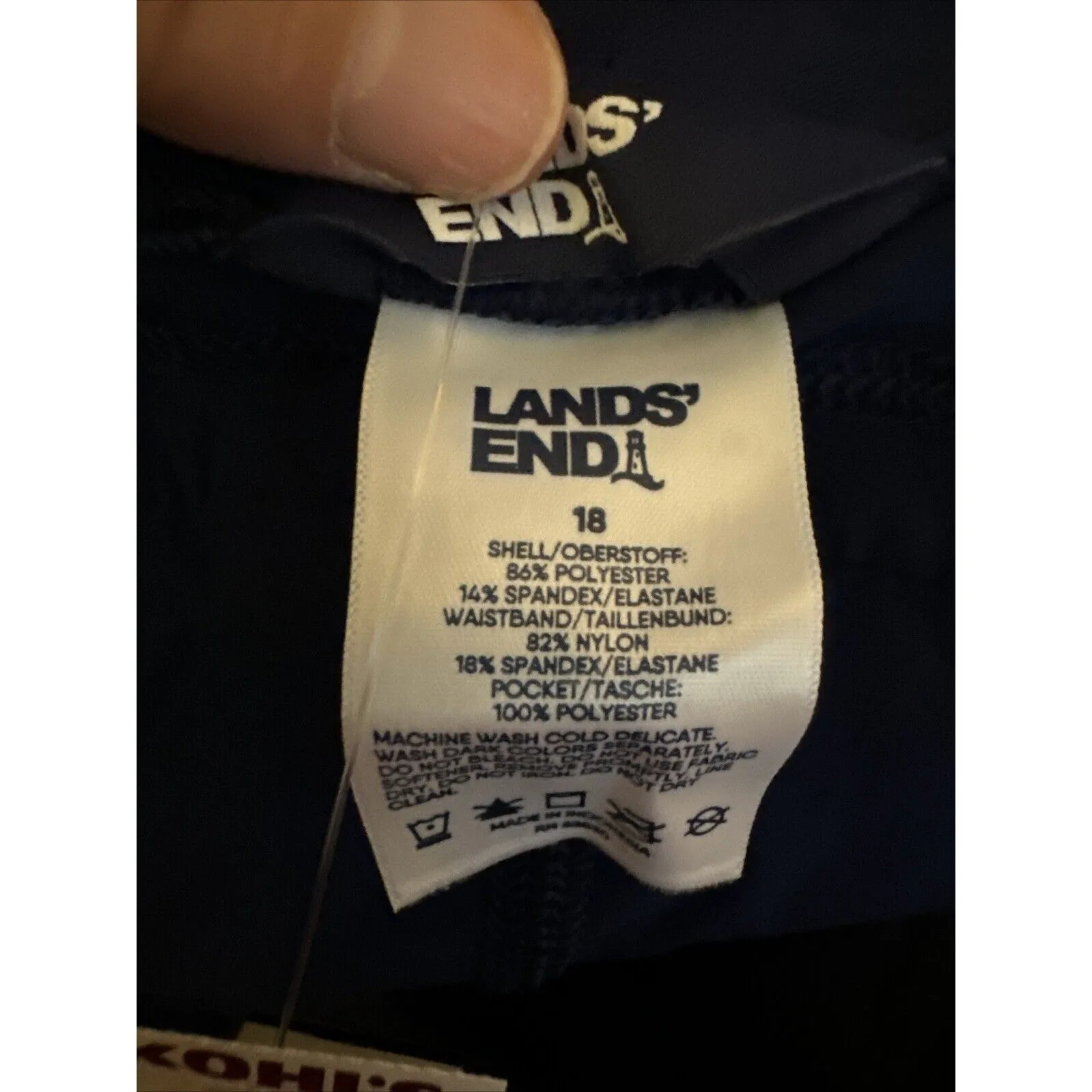 Lands' End Women's 5" Elastic Waist Swim Shorts Sz 18 Blue Pockets Quick Dry New - Image 2
