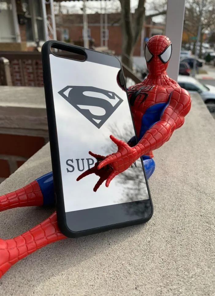 iPhone 8 iPhone 7 Cute Superman Drop Protection Mirror Case Black - Image 6