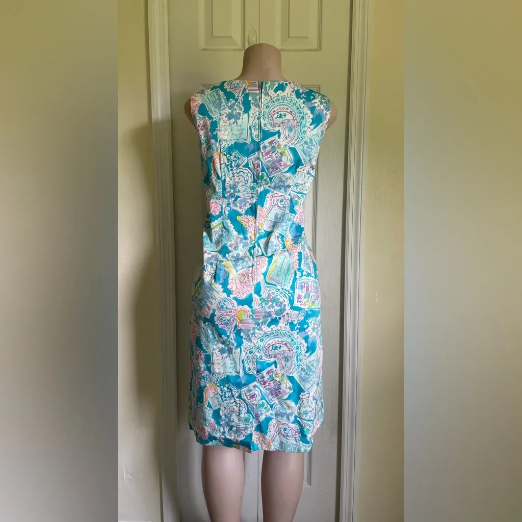 R&K Blue and Pink Patterned Dress Size 8 - Image 3