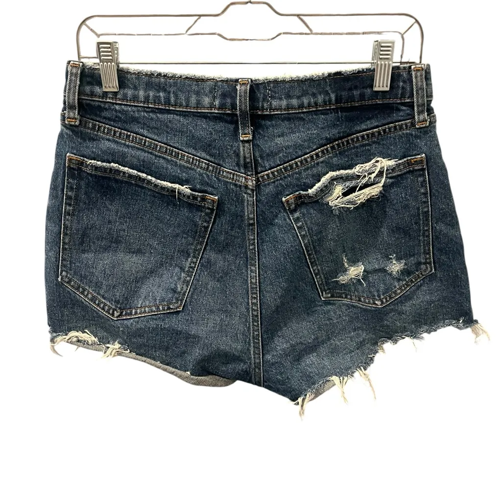 Abercrombie & Fitch High Rise Mom Blue Jean Shorts Distressed Casual Size 10 - Image 5