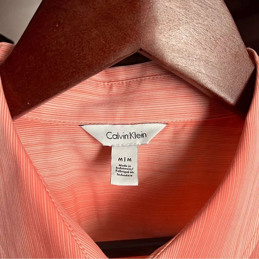 Calvin Klein  Coral Stripe Shirt - Image 3