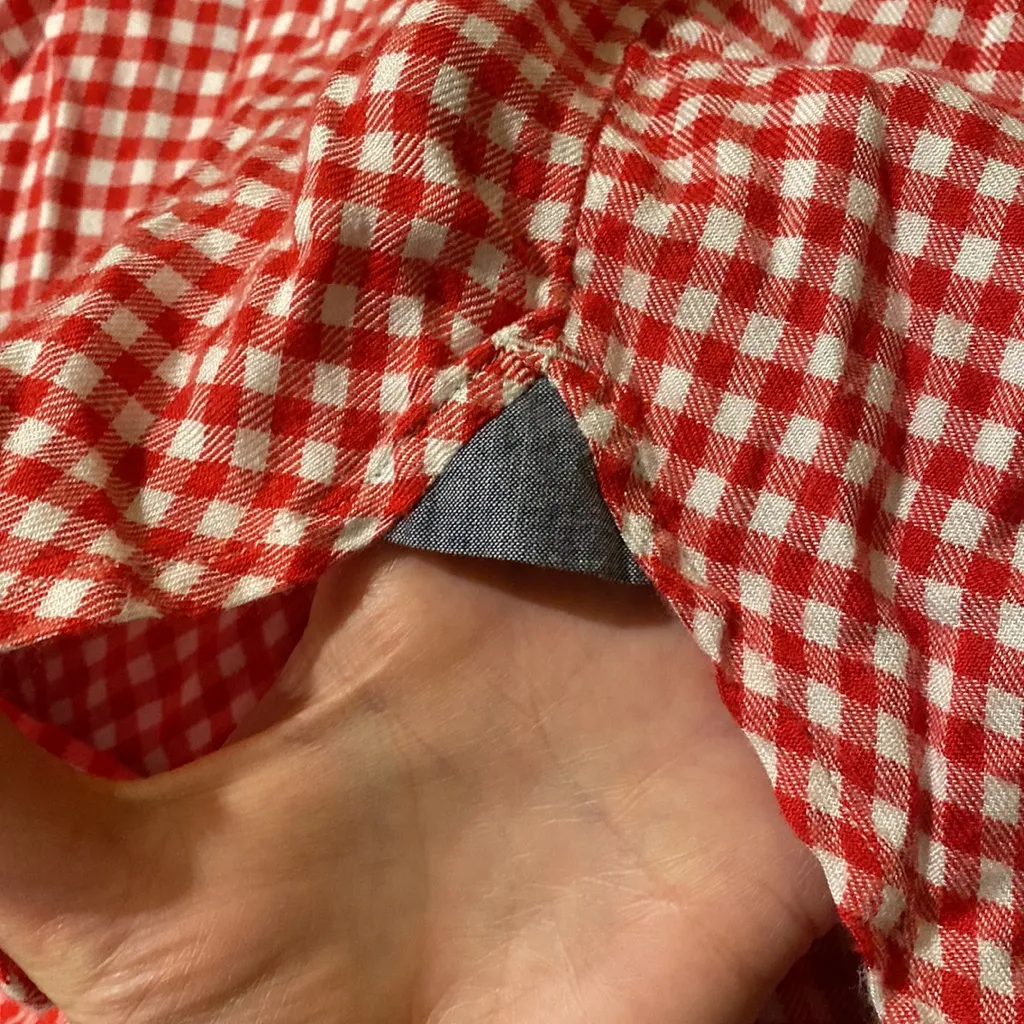 Lucky Brand Checkered Red Soft Flannel Button Down Shirt XS - Image 5