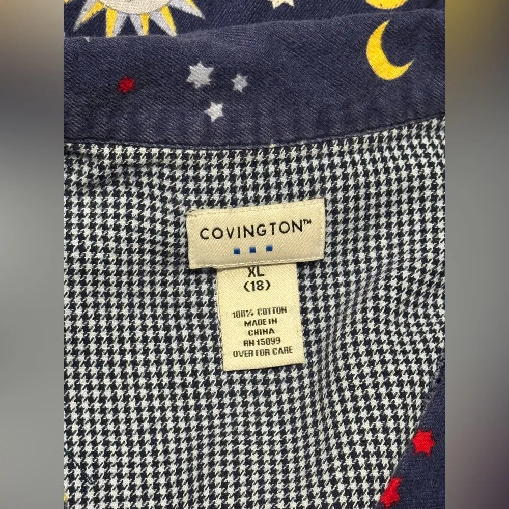 EUC Covington Blue and White Celestial Long Sleeve Pajama Top size XL - Image 9