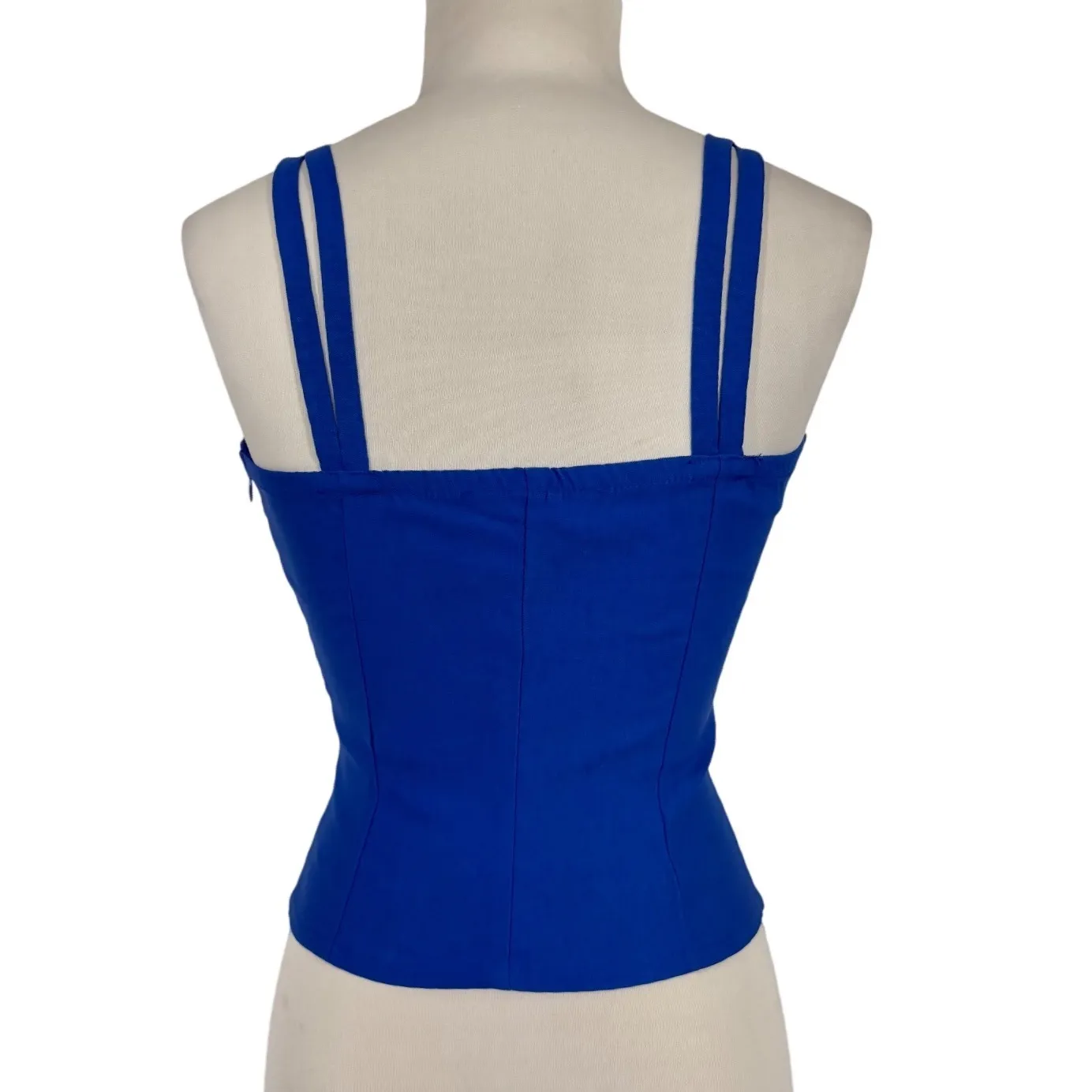 MYSTIC Royal Blue Double Strap Corset Top Button Front Bustier Large Romantic - Image 4