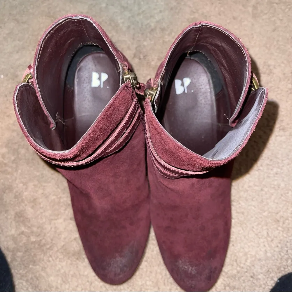 BP Tandem Ankle Boots Bootie Size 8 Burgundy Maroon Shoes Zip Closure Nordstrom - Image 2
