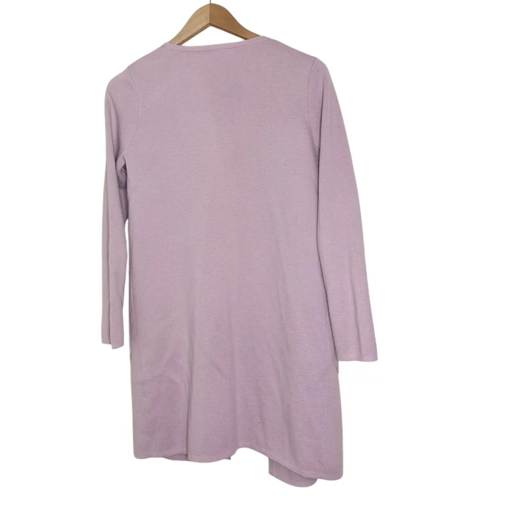 J Crew 365 longline sweater jacket in lilac hue cotton merino wool blend size XS - Image 2