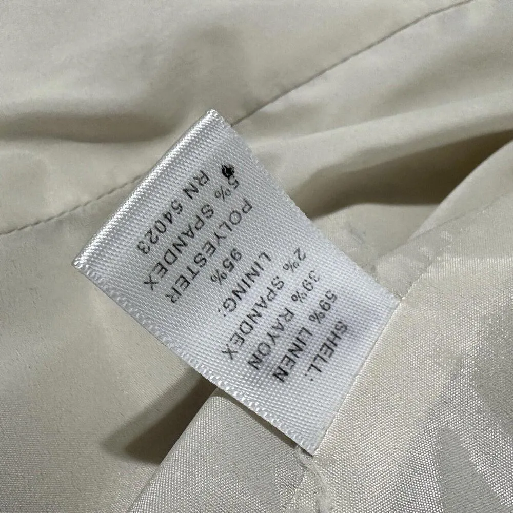 Banana Republic Linen Blend Beige Tie Waist Blazer Jacket 3/4 Sleeve Sz 2 - Image 11