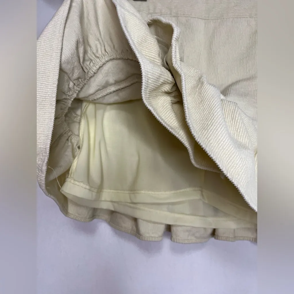 Altar’d State Women’s Cream Corduroy Y2K Coquette Ruffled Skirt Size M - Image 2
