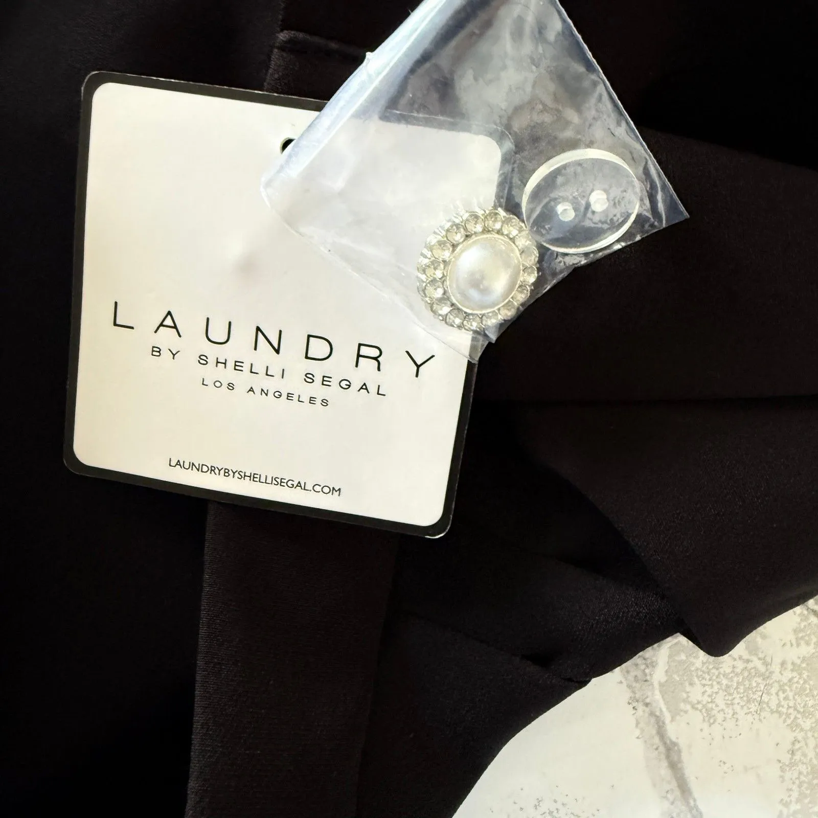 NWT Laundry By Shelli Segal Black Pleated Wide Leg Pants Size L Pocket L (Stain) - Image 6