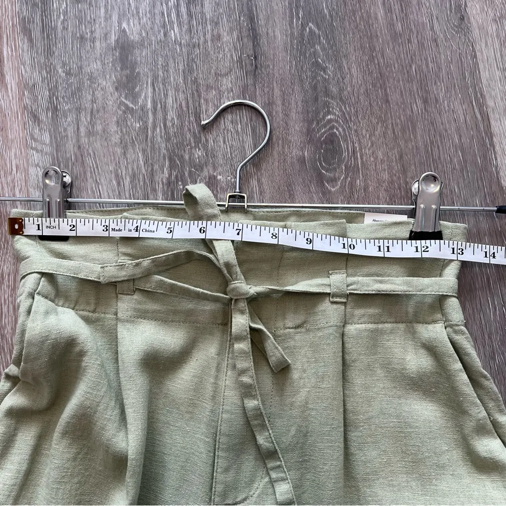 NEW Abercrombie & Fitch linen wide leg pants w/ waist tie light‎ green - Image 4