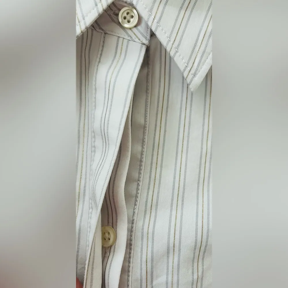 ANN TAYLOR Long Sleeves Pin Stripes Button Down Blouse Size 12 - Image 3