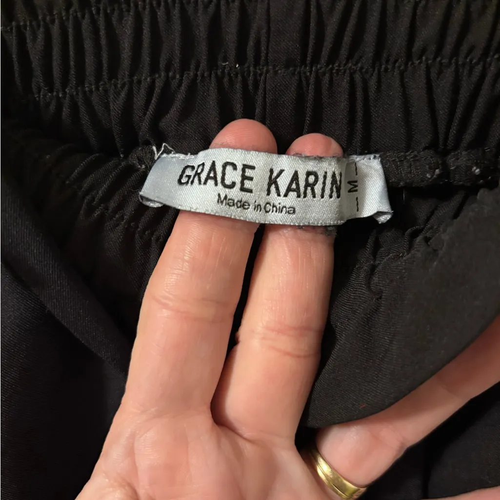 Grace Karin Elegant Black Tie-Waist Trousers - Image 3