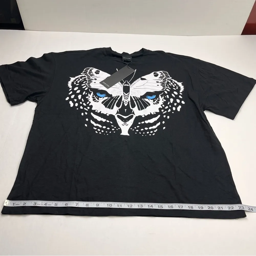 Jonny Cota Women Size Large Black Short Sleeve Shirt Butterfly Leopard Wings NEW - Image 6