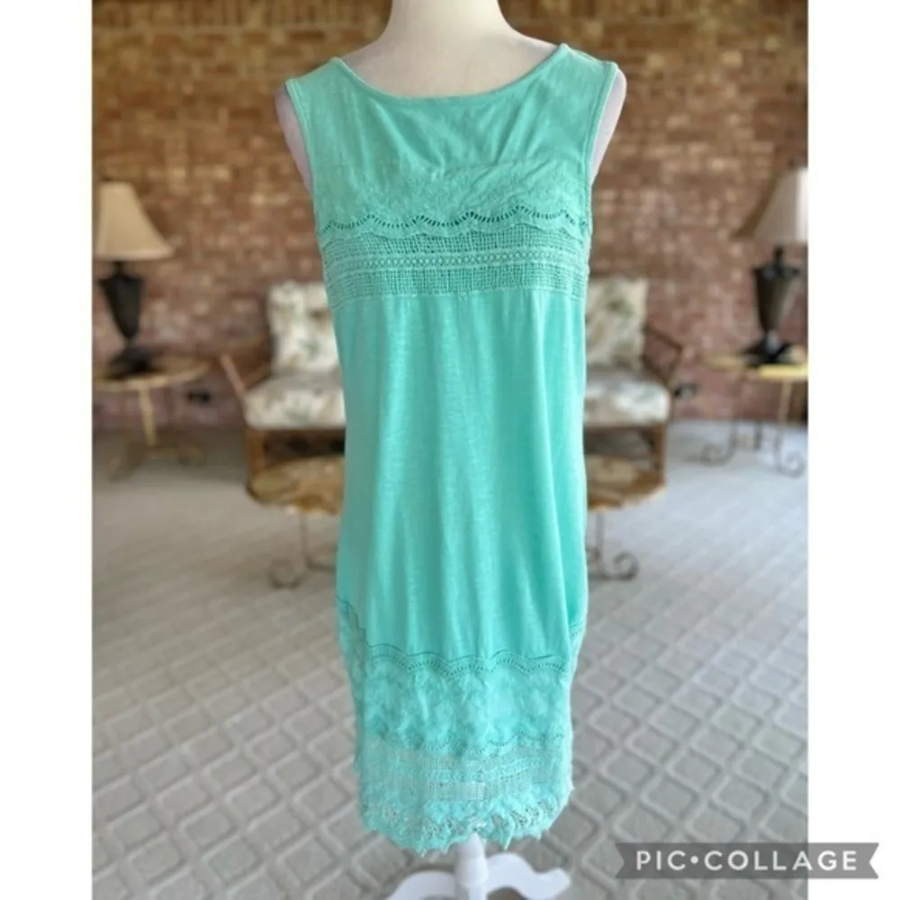 G.H. Bass & Co. Dress M Mint Green Crochet Lace Mini Sheath Size M - Image 2