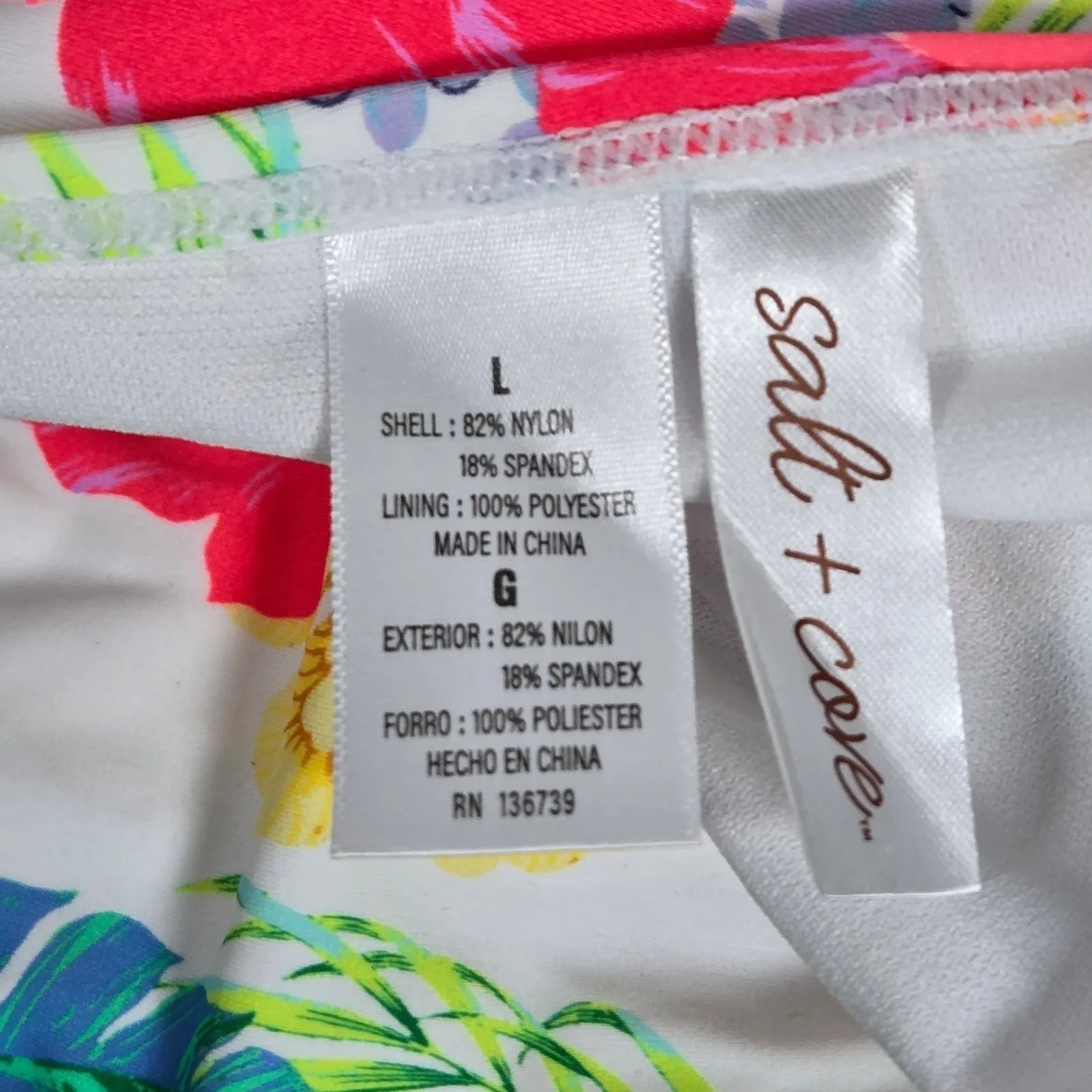 Salt‎ + Cove Beachwear Neon Floral Print Bikini Swim top L NWT White Size undefined - Image 6