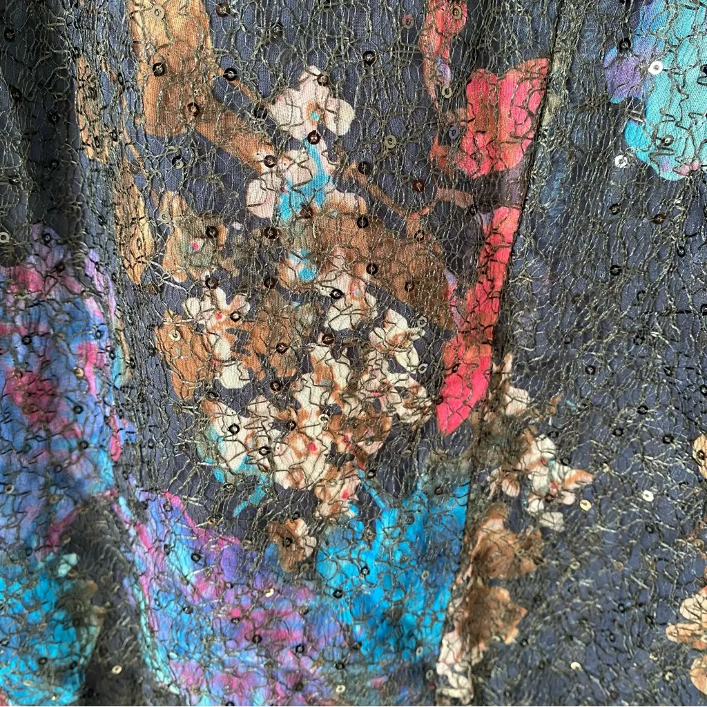 Tiffany Rose Jasmine Natalie Sequin Floral Maxi Long Dress size 4 made England Black - Image 14