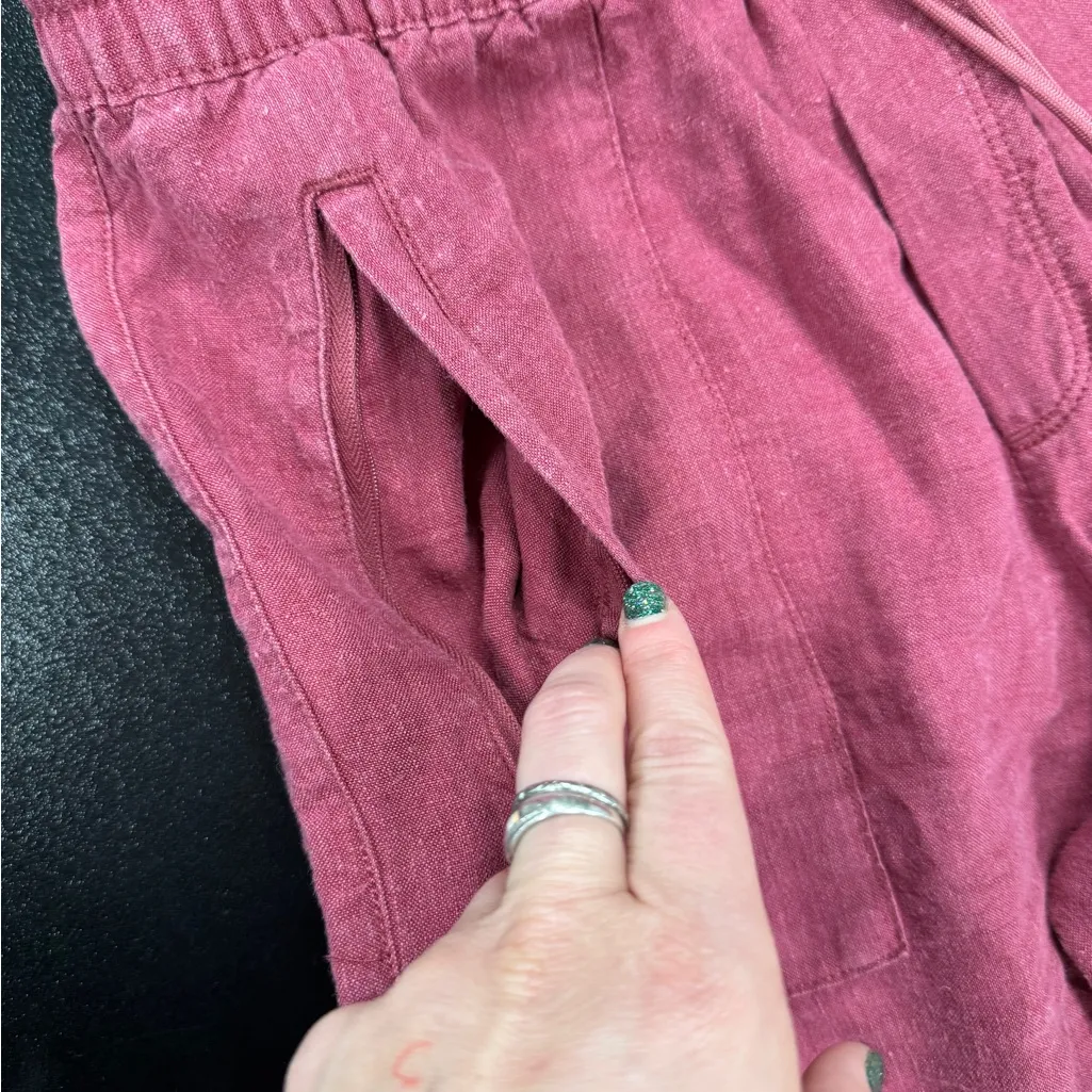 Athleta Retreat Wide Leg Linen Pants Size 4T Tall Berry Lightweight, Natural - Image 7