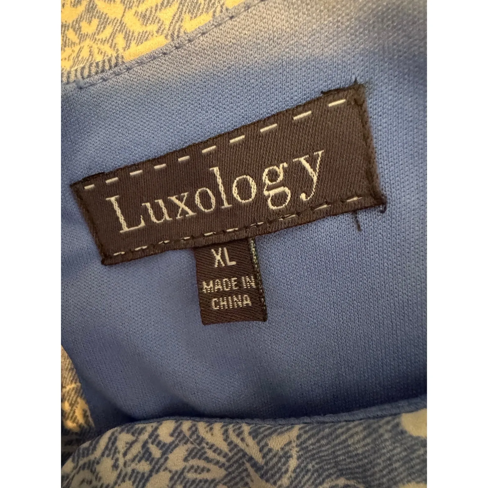 Luxology Blue White Mandala Print Bell Sleeve Dress Women's XL - Image 6