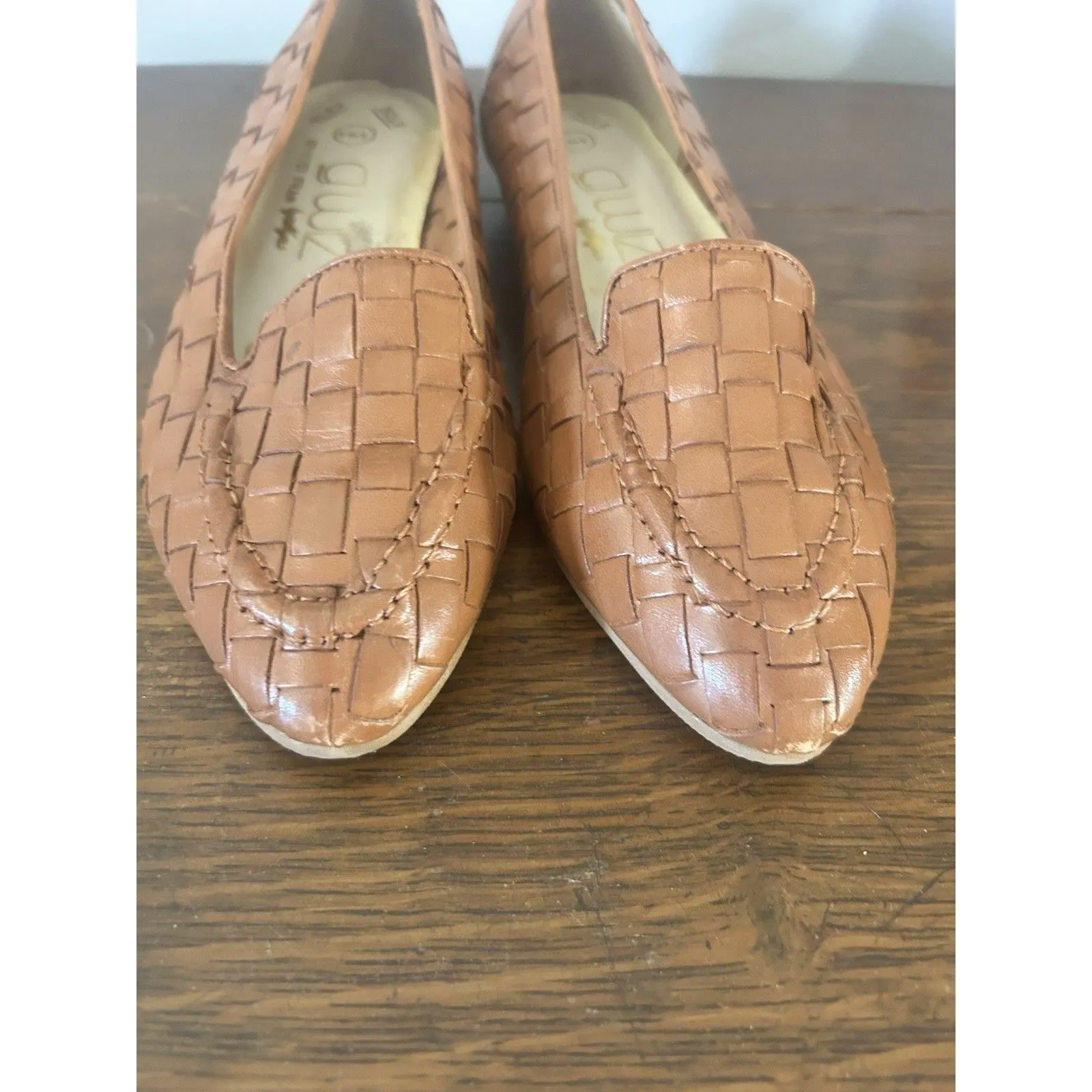 Vintage 90’s Women’s G Wiz Woven Leather Loafers Size 8.5 Old Money Brown Flats - Image 3