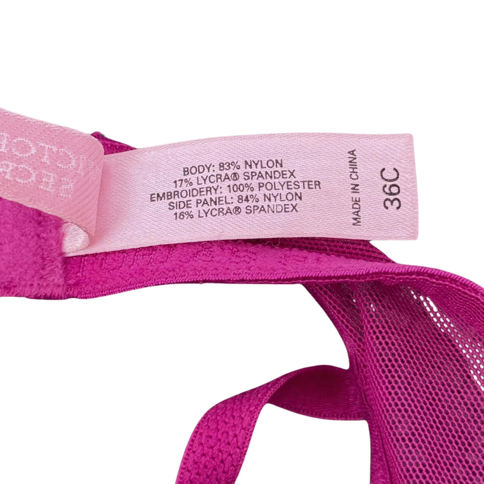 Victoria's Secret Y2K Magenta Mesh Sheer Wired Floral Embroidered Wired Bra-36C - Image 5