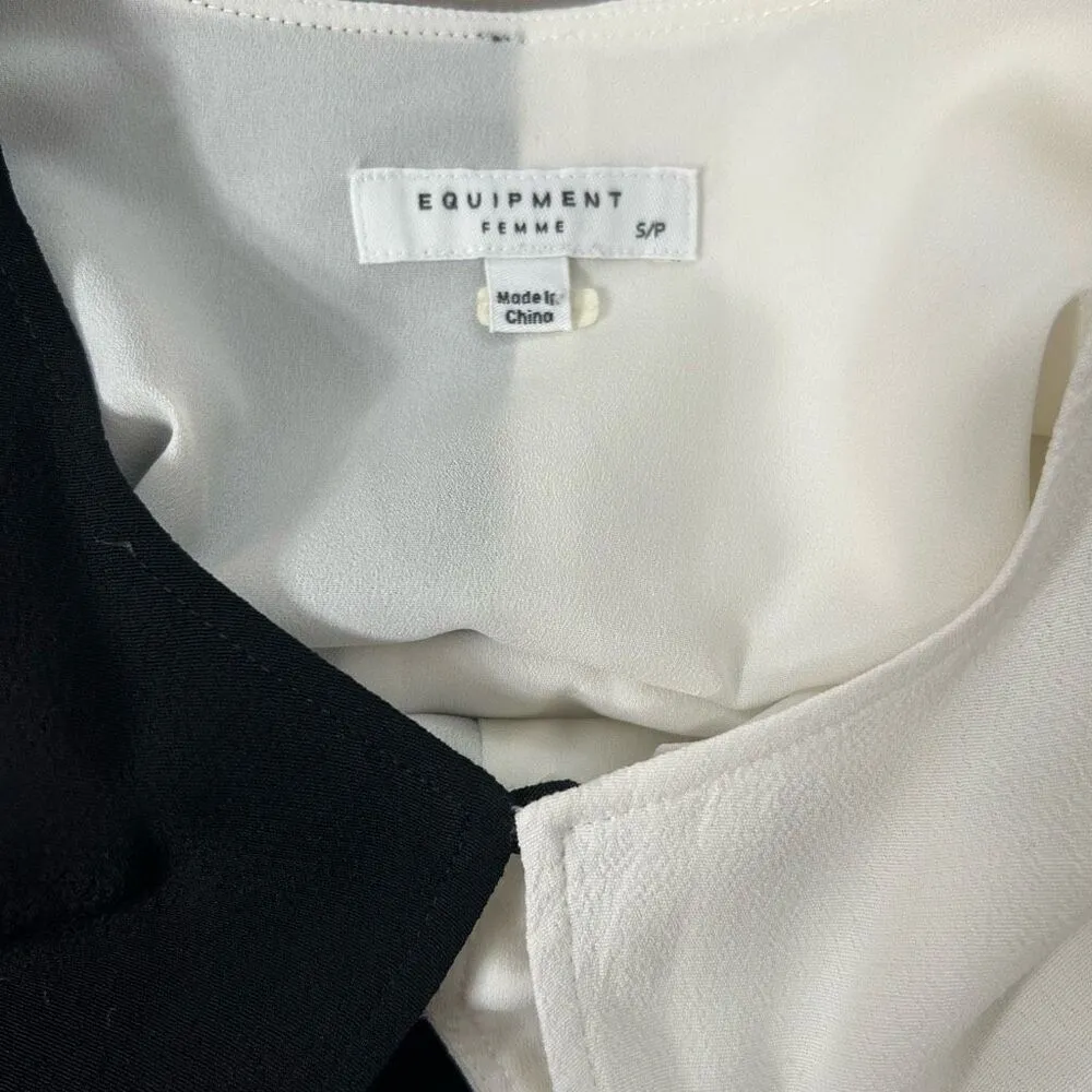 Equipment Tatienne Color block black and white Shift Dress Size Small - Image 9