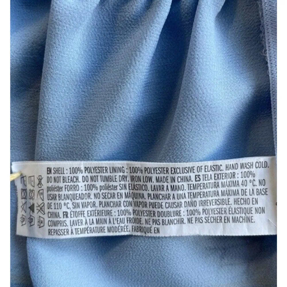 Endless Rose Ruffled Bell Sleeve Blouse Top Women Sz S Floral Baby Blue Mockneck - Image 9