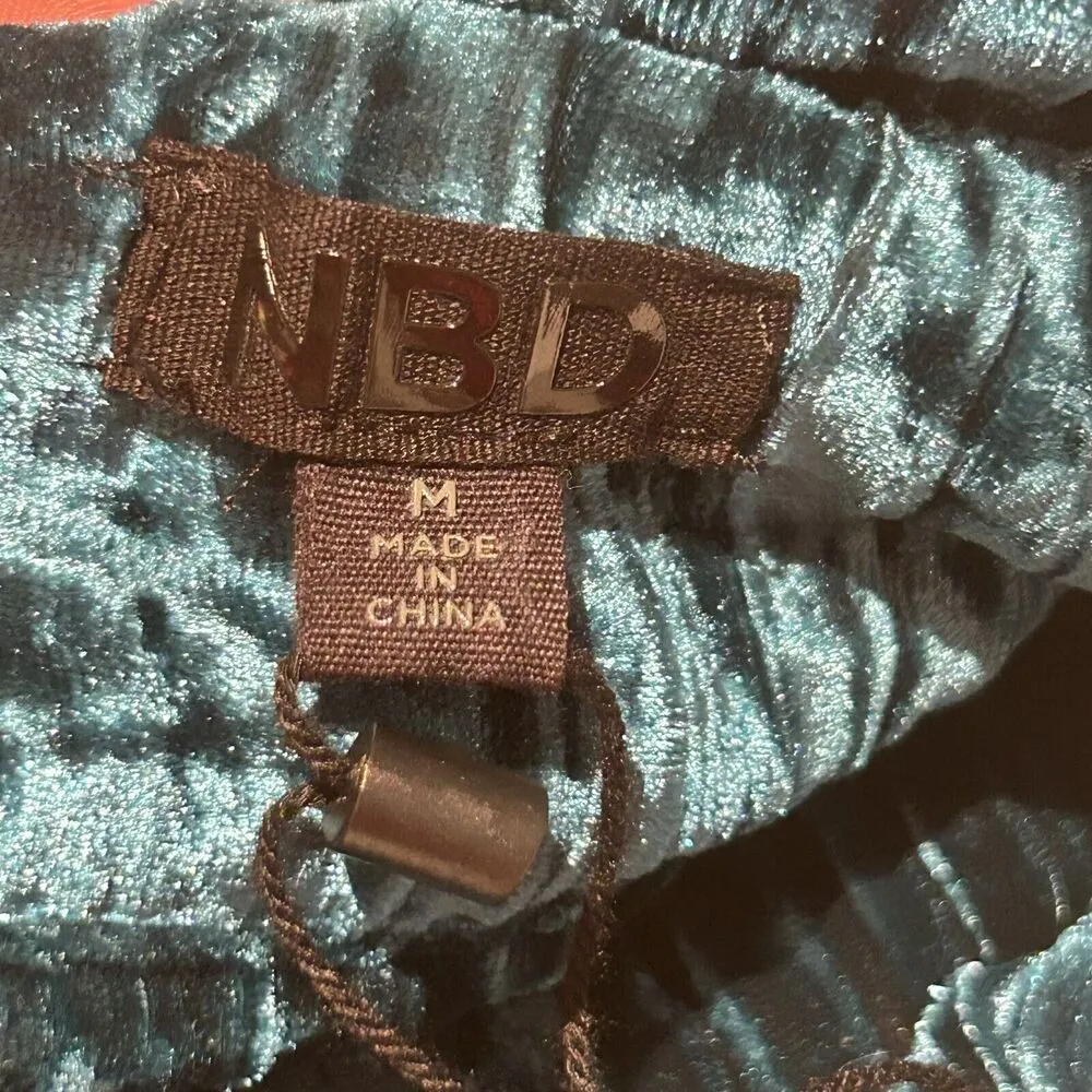 New Revolve NBD Abriel Mini Dress Velvet Teal Blue Green Size M Halter - Image 5