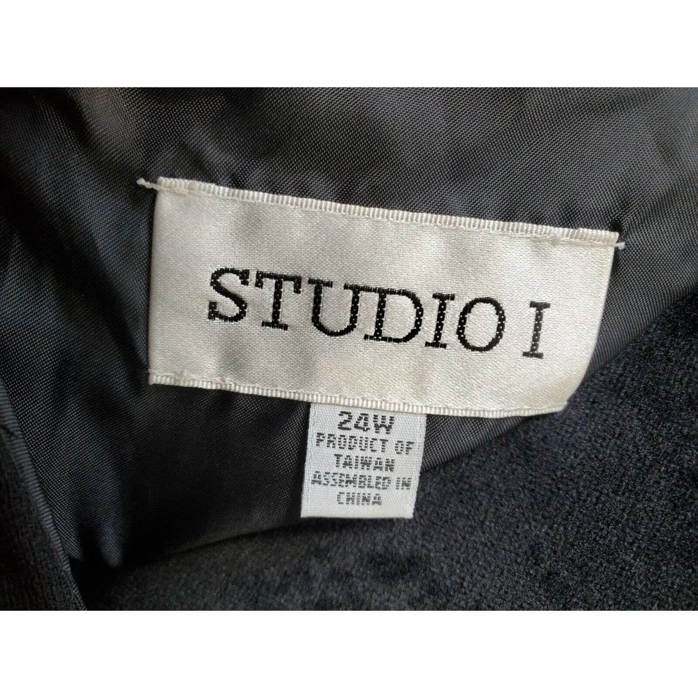 Studio 1 Women Black Polyester Round Neck Sleeveless Knee Length Dress Size 24W - Image 8