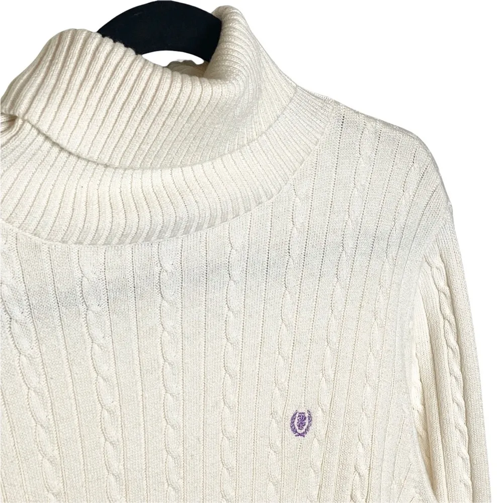 new Izod ❤︎ Cozy Classic Cable Knit Turtleneck Sweater ❤︎ Ivory Winter White XL - Image 4
