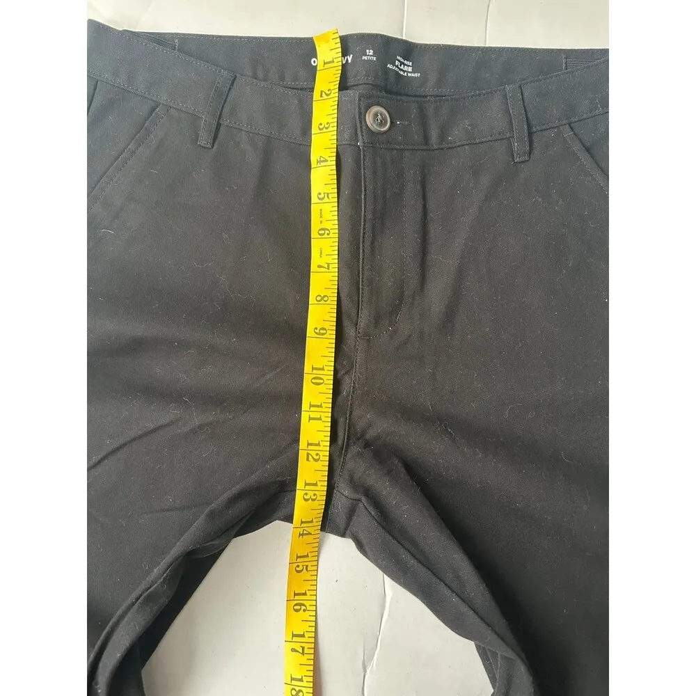 High-Rise Flare Pants Women’s Petite 12 Black Adjustable Waist NEW - Image 6