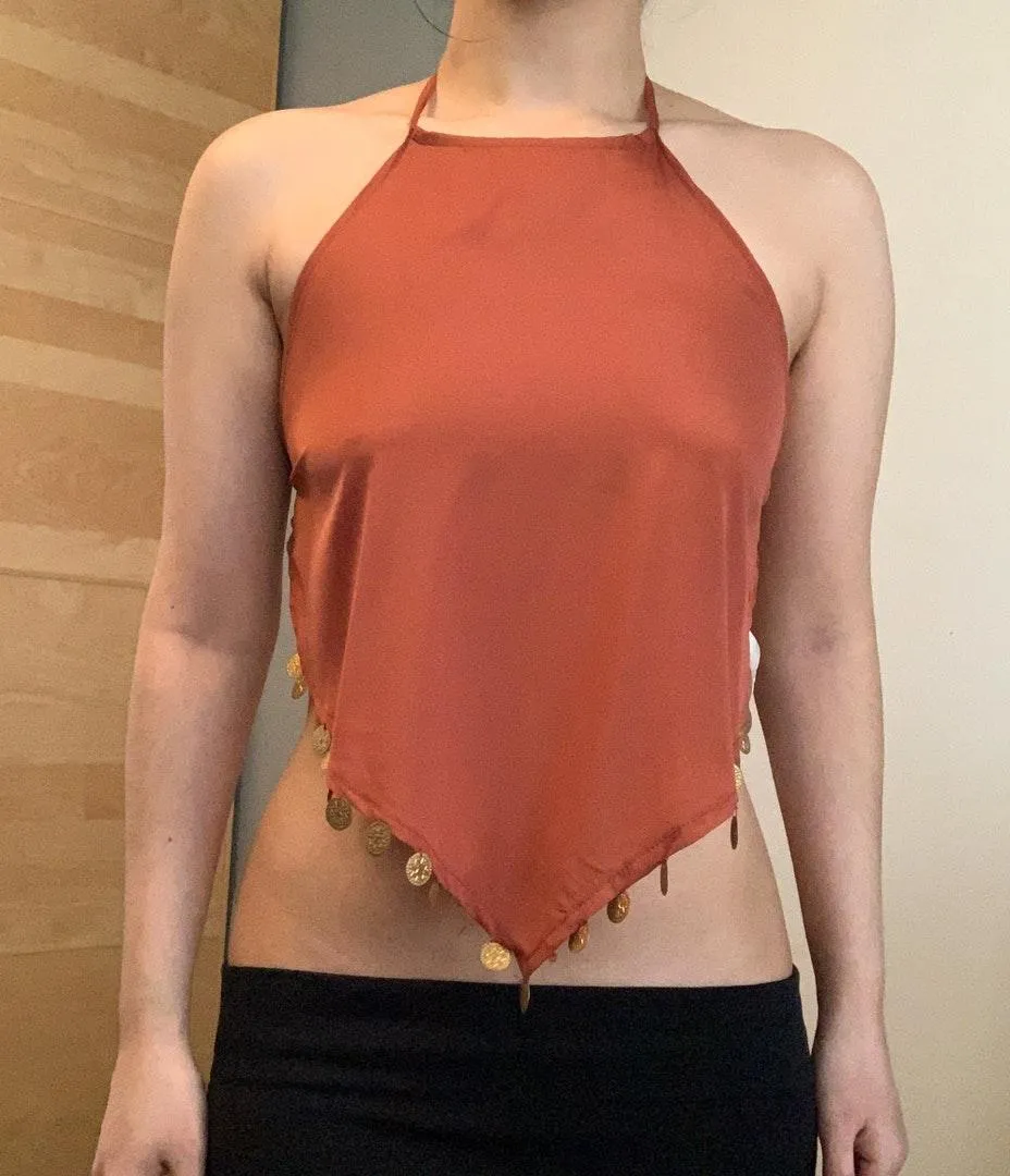 Coin trim triangle handkerchief scarf top - Image 3