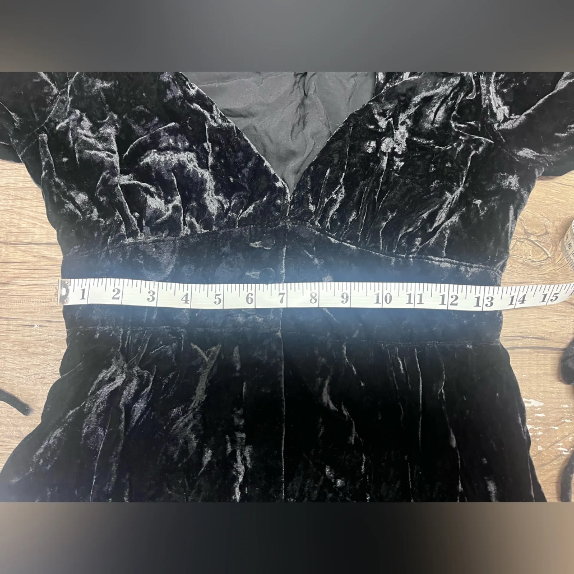 FREE PEOPLE SzS TRUE LOVIN LONG SLEEVE WIDE-LEG VELVET JUMPSUIT‎ BLACK - Image 7