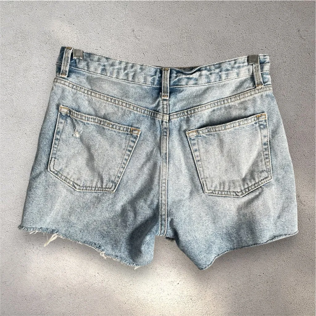 Topshop Moto Ashley Distressed Denim Shorts Women’s Size 8 Light Wash Y2K Grunge - Image 2