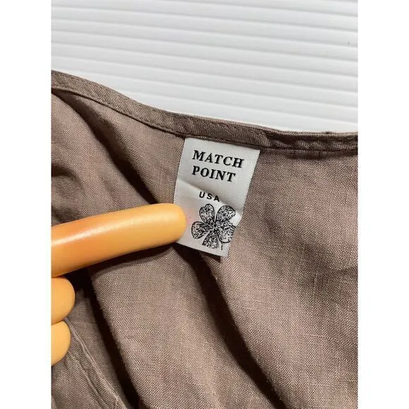 Match Point Linen Long Sleeve Flowy Tunic Dress Taupe Brown‎ Boho Style M Tan Size M - Image 4