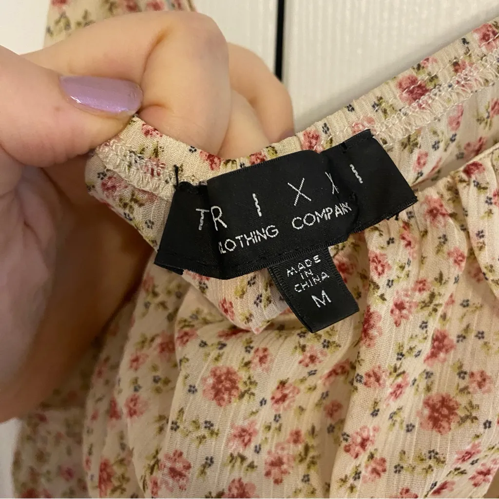 Trixxi Women Top Medium Babydoll Floral Cottagecore Milkmaid Coquette Fairy - Image 3