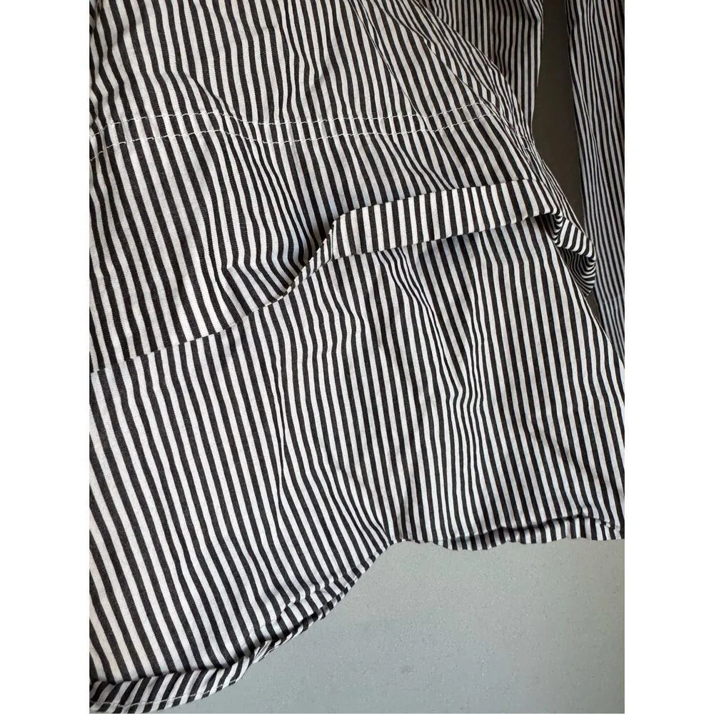 J Crew women’s striped funnel neck 100% cotton button shirt sz 4 nautical career White - Image 5