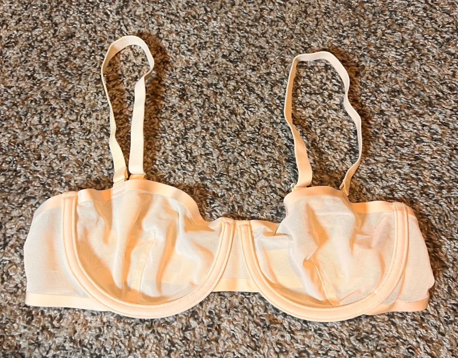 CUUP The Balconette Bra Sheer Unlined Adjustable Straps 34B Tan Size undefined - Image 1
