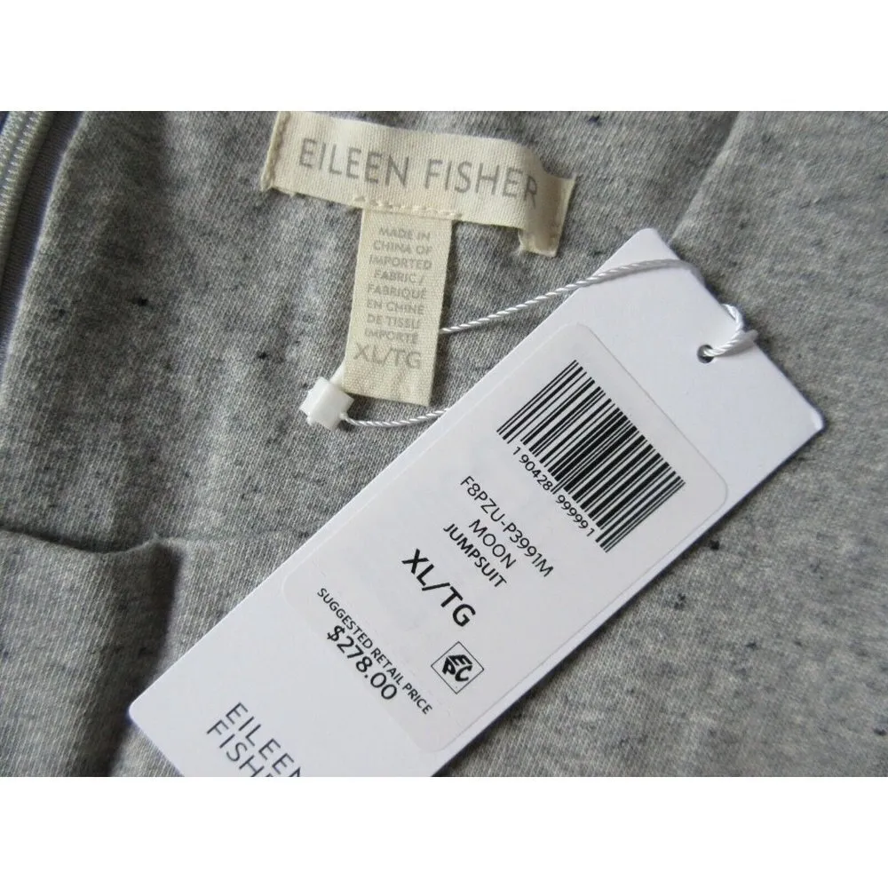 NWT Eileen Fisher Speckled Organic Cotton Jumpsuit in Moon Gray Crop Jumper XL - Image 8
